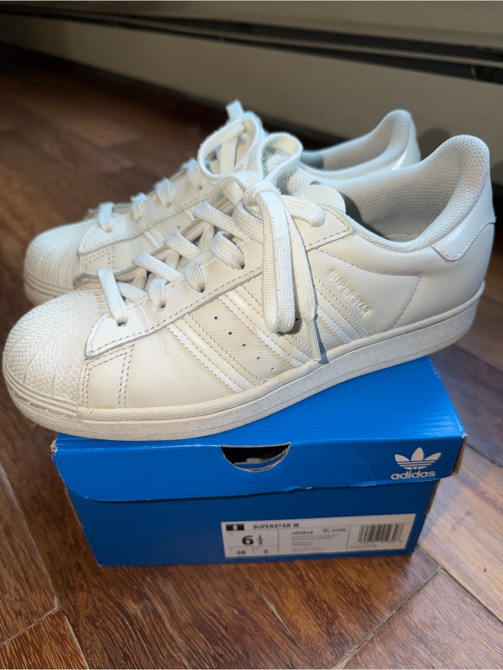 ADIDAS Superstar Originals Sneakers Leather Off White Cream sz Women 6.5 #H03916